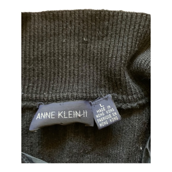 Anne klein women’s leather wool jacket with shoulder pad large Black - Picture 3 of 8